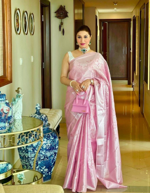 pink soft lichi silk fabric jacquard work festive 