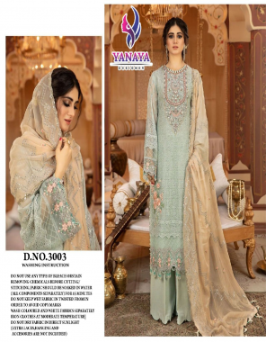 pastal green top - georgette sequance embroidery work | bottom & inner - santoon | dupatta - nazmin with sequance embroidery work | size - 56 inch ( 8xl ) | length - 48 inch  fabric embroidery work festive 