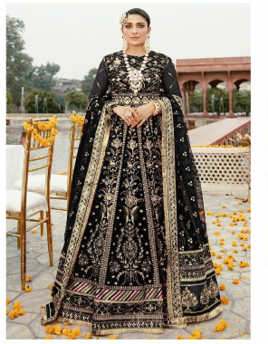 black top - butterfly net with embroidery sequance diamond work | sleeves - net with embroidery sequance and diamond work | dupatta - net with embroidery work | bottom & inner - santoon | length - 60