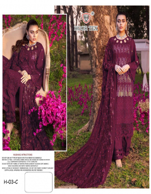 wine top -  fox georgette with embroidery and sequance worked | bottom &inner - santoon | dupatta - net with embroidery work | size - 56 ( 8xl) fabric embroidery work party wear 