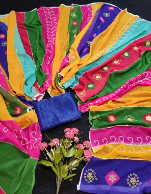 multi saree - soft georgette | blouse - banglory fabric sequance and gotta patti work festive 
