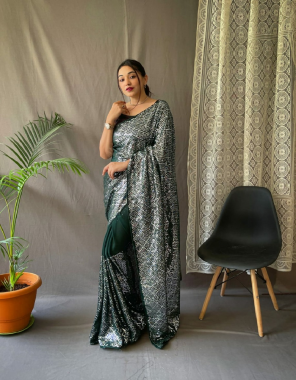 dark green saree - heavy soft georgette | blouse - sequance embroidery in satin banglori  fabric sequance work festive 