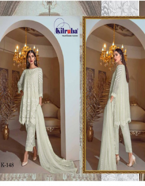 white top - georgette with embroidery and sequance work ( including sleeves ) | bottom - santoon with embroidery work | dupatta - nazmeen with embroidery and sequance work with four side four side lace | size - fits upto 44| length - 44 