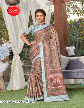 brown pashmina silk printed  fabric printed work casual 