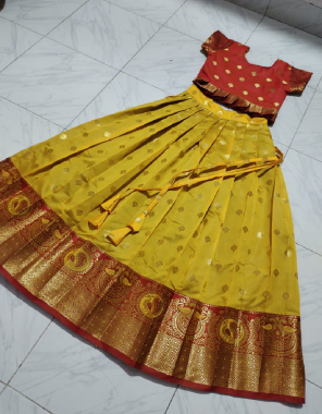 yellow lehenga - pure lichi silk ( semi stitched ) | blouse - jacquard silk ( fully stitched ) fabric jacquard work festive 