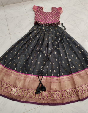 black lehenga - pure lichi silk ( semi stitched ) | blouse - jacquard silk ( fully stitched ) fabric jacquard work ethnic 