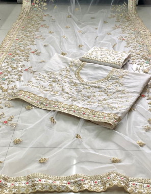 white saree - butterfly soft net | blouse - satin banglory  fabric embroidery work casual 