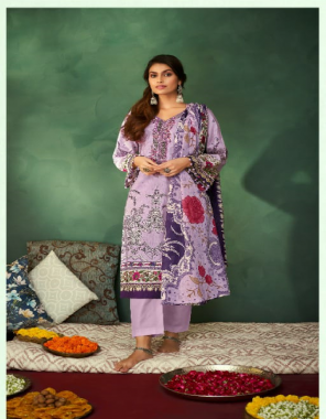 purple top - pure cambric cotton pakistani designer prints with kashmiri embroidery & maslin diamond | dupatta - cotton mal print | bottom - semi lawn cotton  fabric embroidery work party wear 