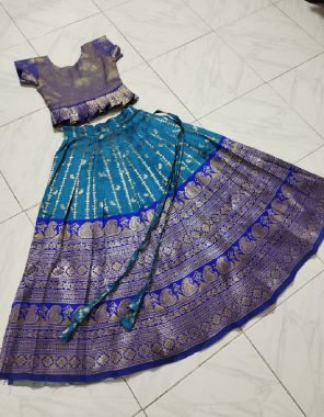 sky blue lehenga - pure lichi silk ( semi stitch ) | blouse - jaquard silk ( fully stitched ) fabric jacquard work party wear 