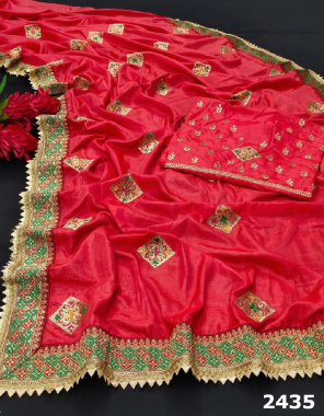 red sana silk | blouse - running fabric embroidery work + stone work + fancy work border work casual 