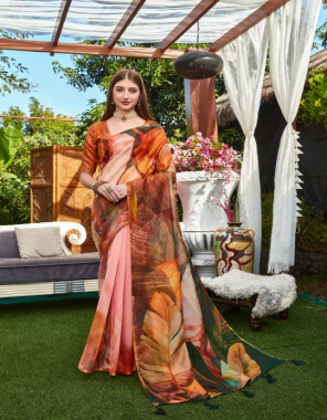 pink organza with pure digital | blouse - organza silk fabric digital printed work casual 