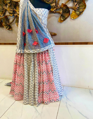 white lehenga - khadi cotton | flair - 7 - 8 m | size - 42 |  blouse - unstitched ( 1 m ) | dupatta - khadi cotton with fancy border with pum pum ( 2.5 m)  fabric printed work ethnic 