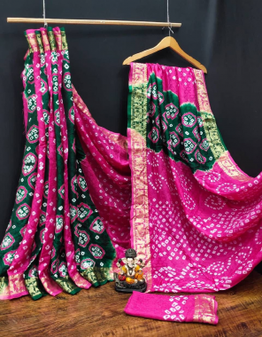 pink art silk with pure handmade bandhej jacquard fabric jacquard  work festive 
