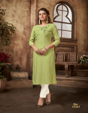 parrot green fancy rayon fabric with khatli work fabric fancy work work ethnic 