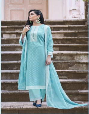 sky blue top - pure cotton printed | bottom - pure lawn + lace | dupatta - pure mal cotton  fabric printed work casual 