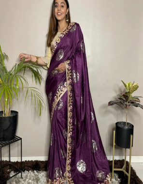 purple saree - pure dola silk with heavy gotta patti work | blouse - heavy mono banglori blouse with gota patti fabric gotta patti work work festive 