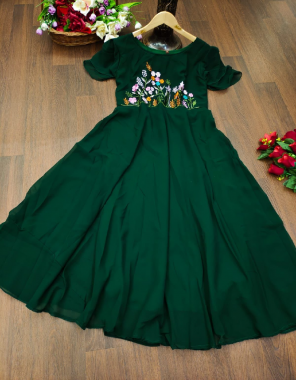 dark green georgette with complete lining | length - 50
