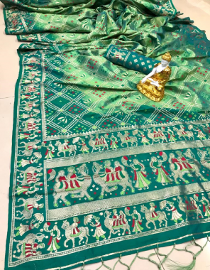 green pure soft banarasi silk fabric jacquard  work festive 