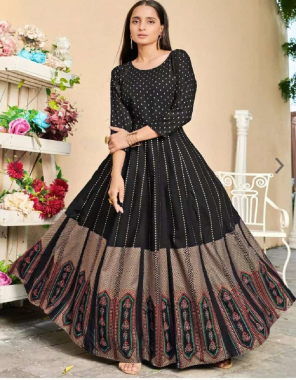 black 14 kg rayon | length - 51 inches  fabric printed work party wear 