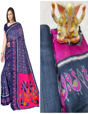 royal blue bhagalpuri silk fabric printed work ethic 