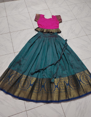 rama lehenga - pure lichi silk ( semi stitch ) | blouse - jacquard silk ( full stitch)  fabric jacquard work ethnic 