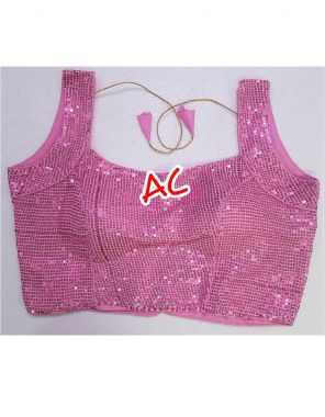 baby pink georgette + sequance work fabric sequance  work casual 