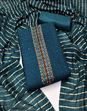 rama top - modal chanderi cross head with tai ( 2 m) | bottom - cotton ( 2 m) | dupatta - modal chanderi pancil (2.20 m) fabric printed work festive 