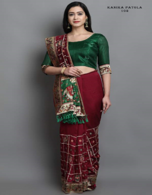 red heavy soft silk | blouse - satin silk | work - embroidery + diamond work + heavy jacquard lace + latkan | saree length - 5.5 m | blouse length - 1.00 m fabric embroidered work festive 