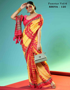 yellow saree - chanderi cotton pure viscose with viewing sequance | blouse - silk | work - viscose digital print + piping lace border + latkan | saree length - 5.5 m | blouse length - 1.0 m  fabric digital print work casual 