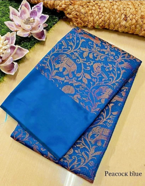 blue kanchipuram saree fabric weaving work party wear 