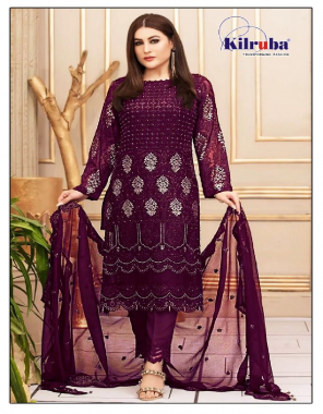 wine top - georgette with embroidery and sequance work with back work ( including sleeves ) | bottom - santoon | dupatta - georgette with embroidery sequanece work | size - fits upto 50 | length - 44