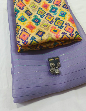 purple saree - rainbrow jari | blouse - digital printed  fabric digital printed work casual 