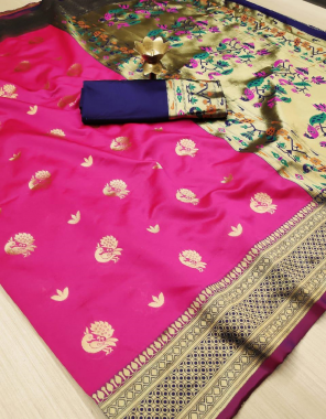 pink soft pure silk with heavy weaving rich pallu fabric weaving work casual 