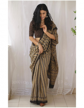 brown soft chanderi cotton with digital printed fabric digital printed work party wear 