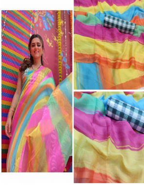 multi saree - heavy rangoli with digital print | blouse - satin banglory with digital printed fabric digital printed work party wear 