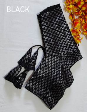 black khatan banarasi | height - 154inch | sleeves length - 11 inch | padded and back side open  fabric jari work party wear 