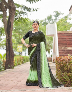 green heavy rasal net with full body diamond | blouse - banglori silk with swaroski diamond  fabric diamond work work ethinc 