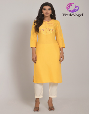 yellow muslil with embroidery work fabric embroidery work ethnic 