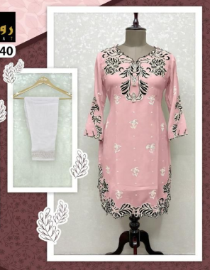 pink top - fox georgette with embroidery and hand work | bottom - pure rayon lycra with embroidery | dupatta - nazmin chiffon fabric embroidery work casual 