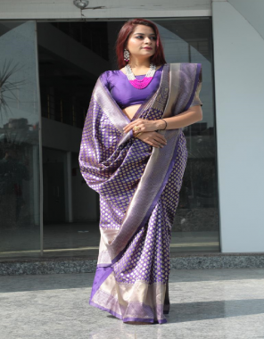 purple pure lichi silk fabric jacquard work casual 