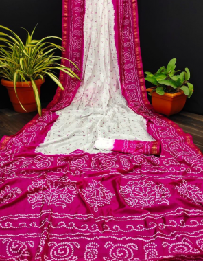 dark pink pure tapeta silk hendi carfael bandhej print fabric bandhej printed  work casual 