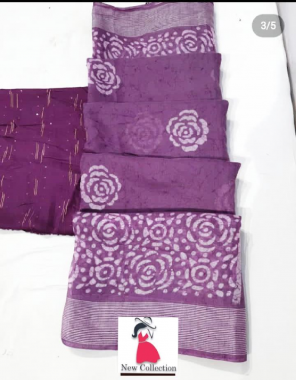 purple soft cotton fabric batik print + sequnce work party wear 