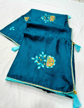 blue saree - dola with sequance and hand work | blouse - mono banglori fabric handwork work casual 