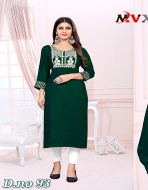 dark green kurti - 14kg rayon with embroidery work  fabric embroidery  work festive 