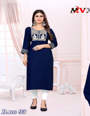 navy blue kurti - 14kg rayon with embroidery work  fabric embroidery  work festive 