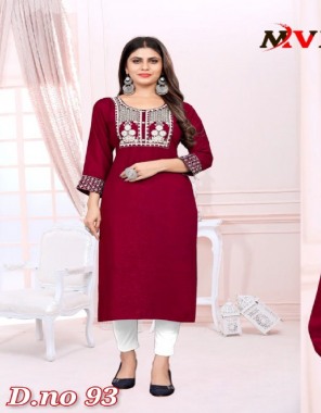 maroon kurti - 14kg rayon with embroidery work  fabric embroidery  work ethnic 