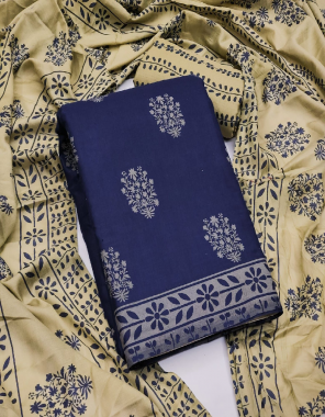 blue top - cotton printed ( 2.10 m) | bottom - cotton printed ( 2.50 m) | dupatta - cotton printed ( 2.10 ) | size - stitched upto xxxl  fabric printed work party wear 