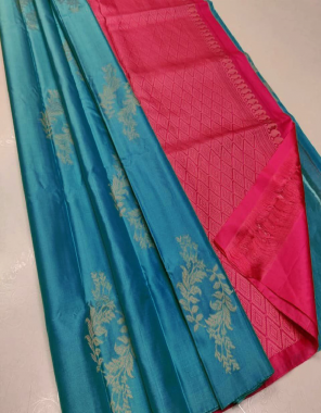 sky blue banarasi lichi silk with heavy jacquard work fabric jacquard work casual 