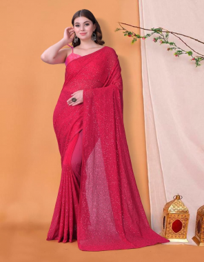 pink saree - heavy georgette | blouse - satin banglory  fabric sequance work party wear 
