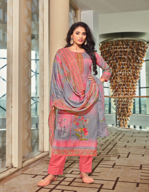 pink top - soft feel cotton with designer print | top - 2.50 m approx | bottom - 2.50 m | dupatta - 2.10 m approx  fabric printed work casual 